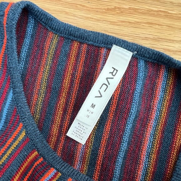 RVCA Knit Shift Dress STRIPED SWEATER DRESS  NWOT multi-color striped Size M - Picture 10 of 12